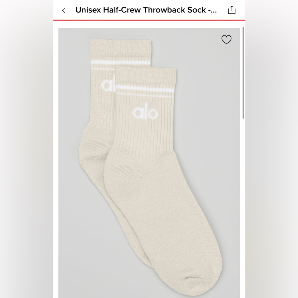 ALO Yoga Bone White Casual Crew Socks
